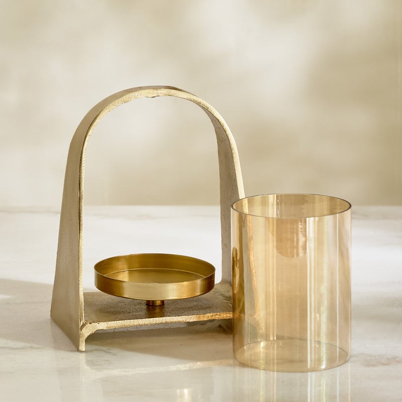 Home Box Accord Aluminium Hurricane Gold with Lustre Glass 16x11.5x22 cm - Image 3